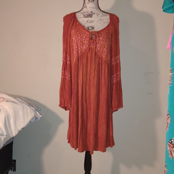 Chances R" dress, size 2X, burnt orange, rusty, embellished floral vine - Picture 11 of 12